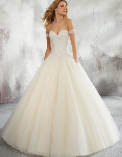 Mori Lee 8207 Karlee Off-The-Shoulder Long Sleeve Bridal Dress